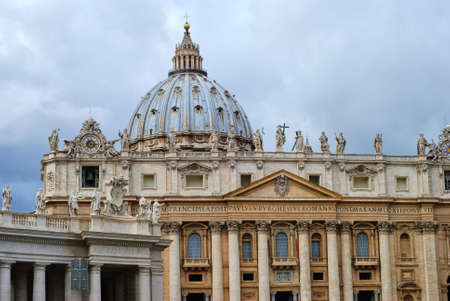 Detail of the San Peter Basilica, Vatican, Rome, Italyの写真素材