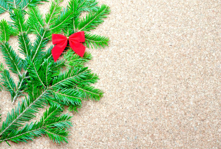 Christmas decorations red bow and fir tree
