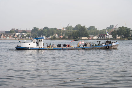Industrial ship navigate near the Amsterdam port