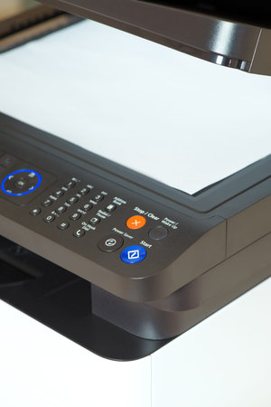 Multifunctional device detail with blank white page