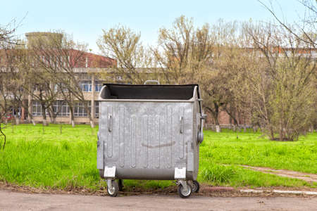 Metallic container for garbage disposal in the parkの写真素材