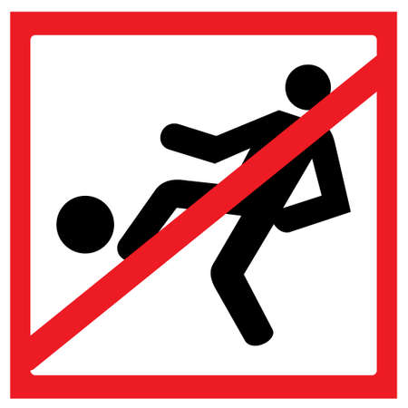 Do not play football sign in red squareのイラスト素材