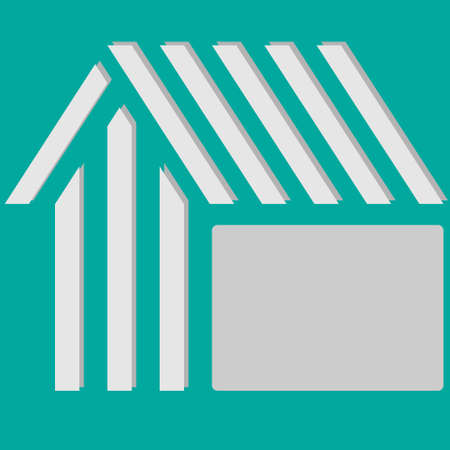 Home shape built from lines and a rectangleのイラスト素材