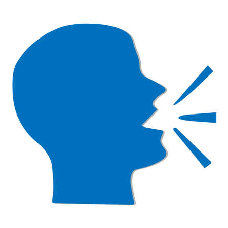 Head of man speaking, silhouette, conceptual vectorのイラスト素材