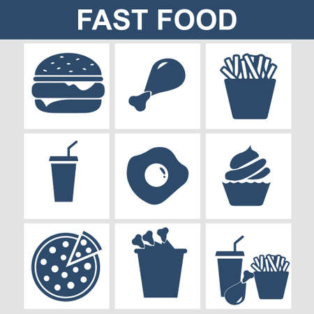 Background with icons of fast food menuのイラスト素材