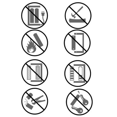 Ban signs for batteries and accumulators vectorのイラスト素材