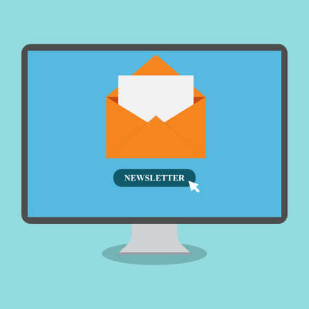 Envelope and paper on a computer screen with textのイラスト素材