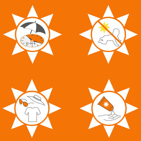 Four UV protection instruction icons, conceptual vectorのイラスト素材