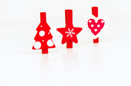 Fir tree, star and heart shaped clothes pegs