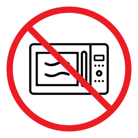 Microwave forbidden icon on white background, conceptual vectorのイラスト素材