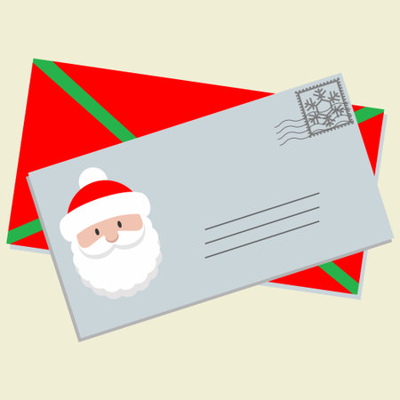 Letter with Santa Claus head on it and envelopeのイラスト素材
