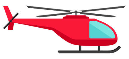 Red helicopter with blue window on white backgroundのイラスト素材