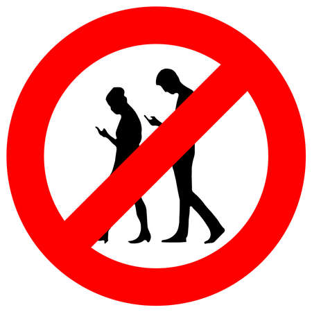 People with mobile phone are not allowed signのイラスト素材