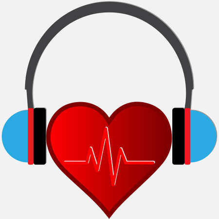 The rhythm of the heart that is heard in the headphonesのイラスト素材