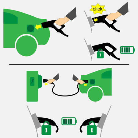 Different ways of charging an electric carのイラスト素材