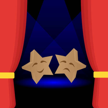 Star shaped comedy and tragedy theater masksのイラスト素材