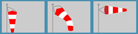Three icons with a windsock, conceptual vectorのイラスト素材