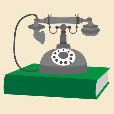Old vintage phone on a green phone bookのイラスト素材