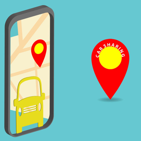 Car sharing concept. Car sharing application on the mobile phone