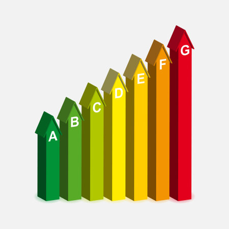 Colorful arrows with symbols for energy efficiencyのイラスト素材