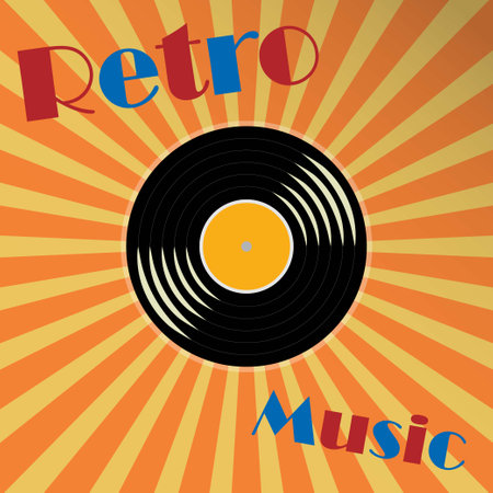Vinyl music record with the text retro musicのイラスト素材