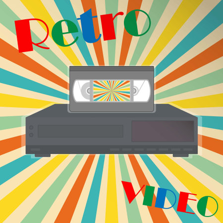 Video tape on a video player with the text retro videoのイラスト素材