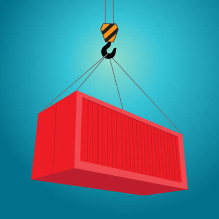 Red cargo container with hook, conceptual vectorのイラスト素材