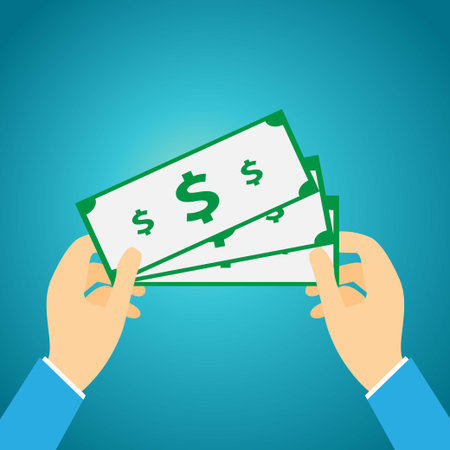 Hands holding paper money with dollar symbol on them
