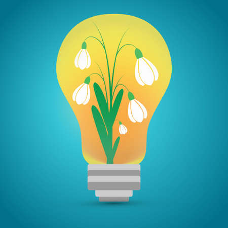 Tungsten light bulb with snowdrops insideのイラスト素材