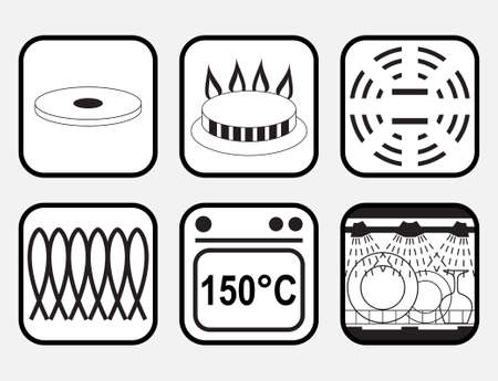 Icons of properties and destination of a metallic potのイラスト素材