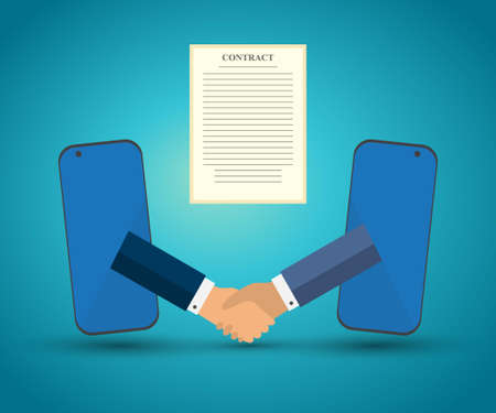 Online conclusion of an electronic contractのイラスト素材