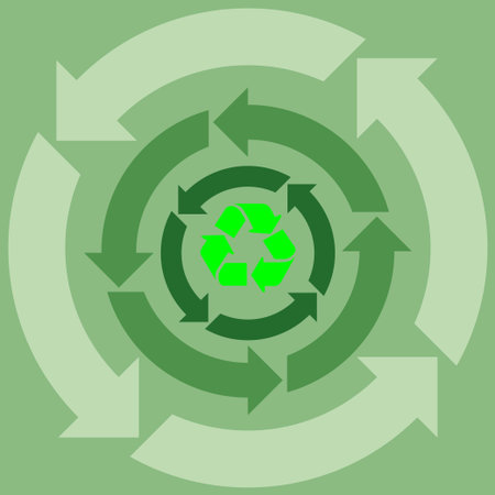 Recycle symbol arrows of different shades of green