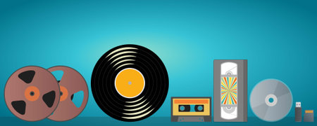 Video and audio recording equipment like cassette, vinyl, usb stick, secure digital card, film reel,...