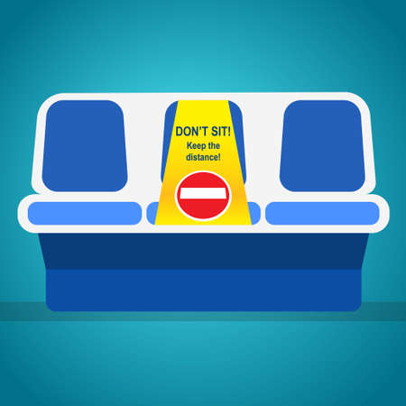 Do not sit sign on a chair for prevention of spreading Covid-19のイラスト素材