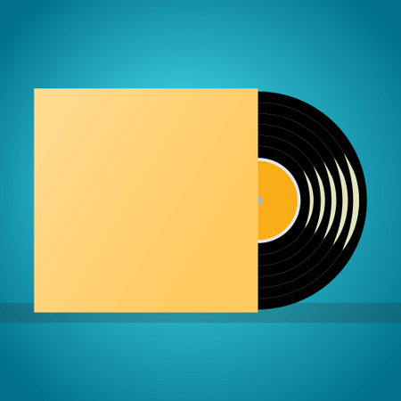 Vinyl record in yellow coverのイラスト素材