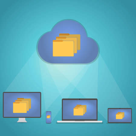 File storage in cloud, cloud computing, conceptのイラスト素材