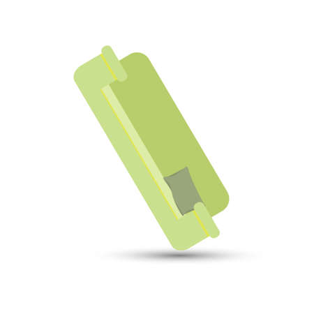 Green sofa with pillow on white backgroundのイラスト素材