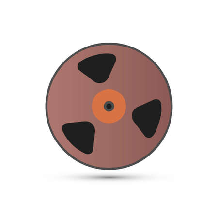 Magnetic tape reel on white background, conceptual vectorのイラスト素材