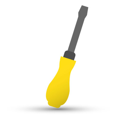 Screwdriver with yellow handle on white backgroundのイラスト素材