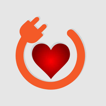Heart with electric plug, conceptual vectorのイラスト素材