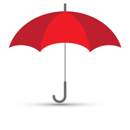Red opened umbrella vectro on white backgroundのイラスト素材