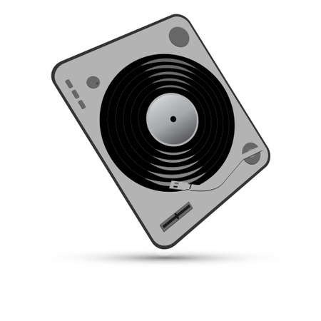 Vinyl dj turntable, vector on white backgroundのイラスト素材