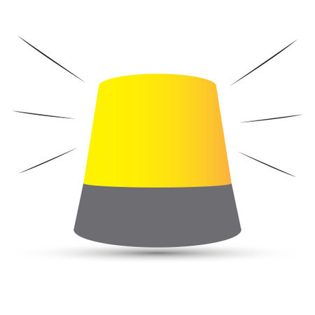 Yellow flashing light vector on white backgroundのイラスト素材
