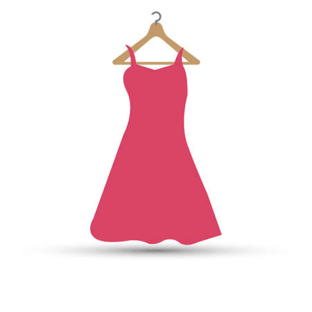 Red dress on a hanger on a white backgroundのイラスト素材