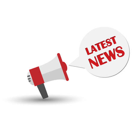 Loudspeaker with bubbble speech  and the text latest newsのイラスト素材