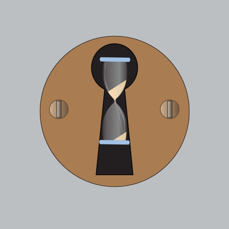 Keyhole with hourglass, vector on grey backgroundのイラスト素材