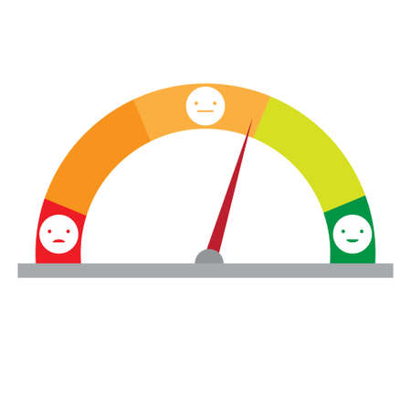 Red, orange and green emoticons on a scaleのイラスト素材