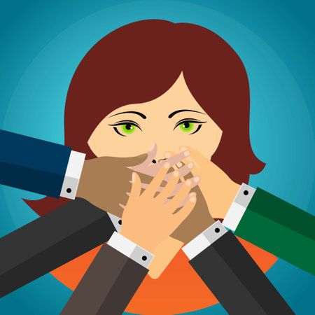 Woman with mouth shut, gender censorship conceptのイラスト素材