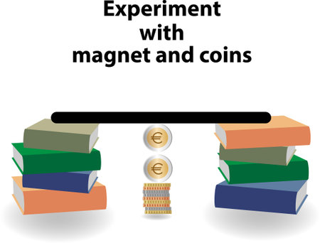 <p>Experiment with magnet and stack of coins</p>のイラスト素材