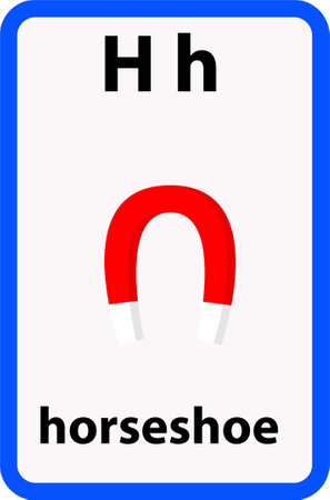 <p>Alphabet flashcard for children with the letter h from horseshoe</p>のイラスト素材